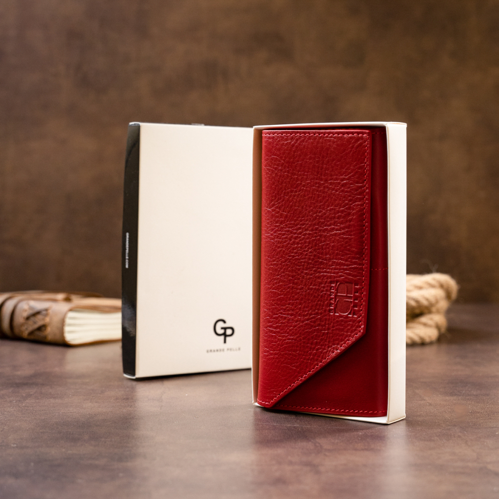 Гаманець Grande Pelle Глянсовий на магніті Червоний (11318) - зображення 9