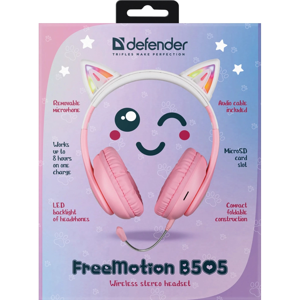 Навушники Defender FreeMotion B505 Bluetooth LED Pink (63505) - зображення 11