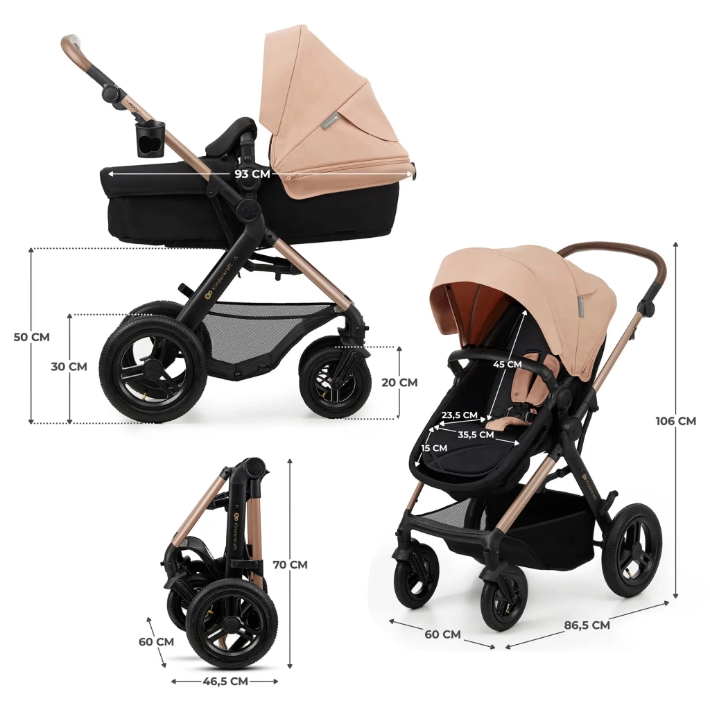 Коляска Kinderkraft 3 в 1 Moov 2 Air Sand Beige (KSMOOV02BEG0000) (5902533925773) - зображення 8