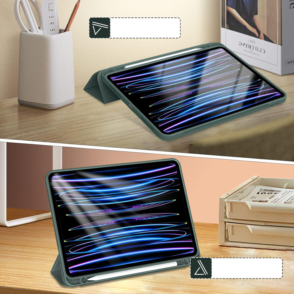 Чохол до планшета BeCover Tri Fold Hard TPU Apple iPad Pro 12.9 2020/2021/2022 Dark Green (711116) - зображення 4