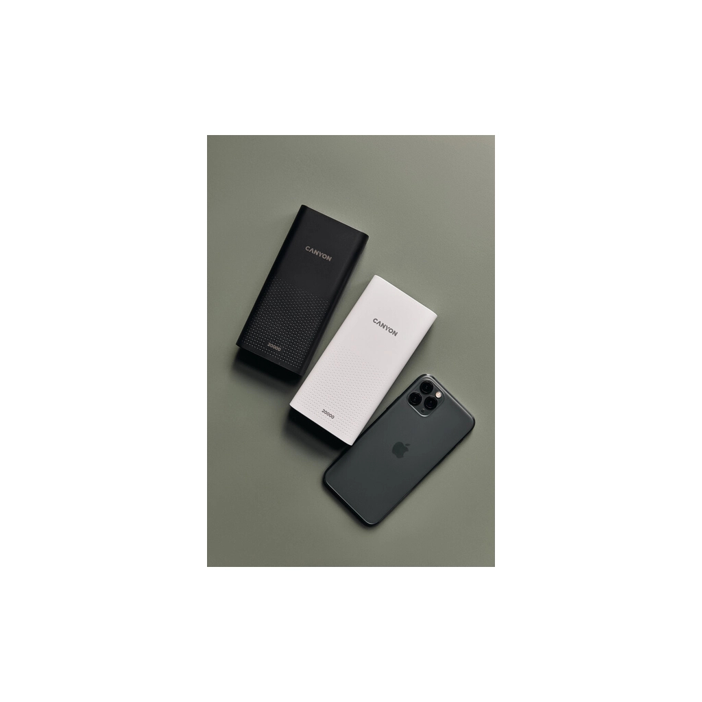 Батарея універсальна Canyon 20000mAh, Input 5V/2A, Output 5V/2.1A(Max), White (CNE-CPB2001W) - зображення 7
