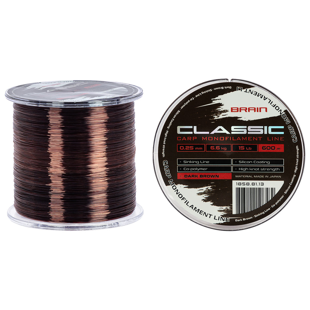 Волосінь Brain Classic Carp Line (dark brown) 600m 0.25mm 15lb 6.6kg (1858.81.13) - зображення 1
