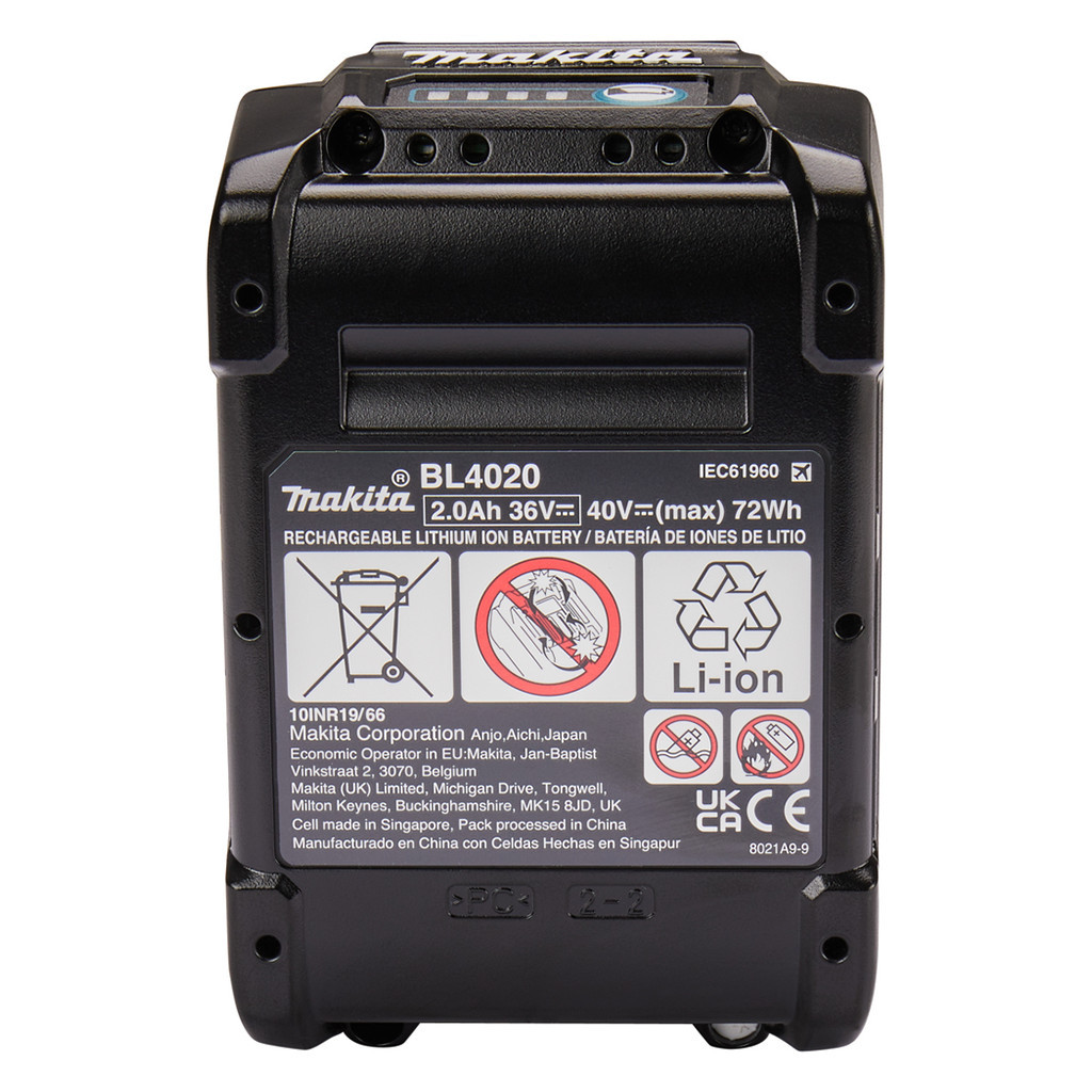 Акумулятор до електроінструменту Makita XGT 40В Max, 2 Аг BL4020 (191L29-0) - зображення 10
