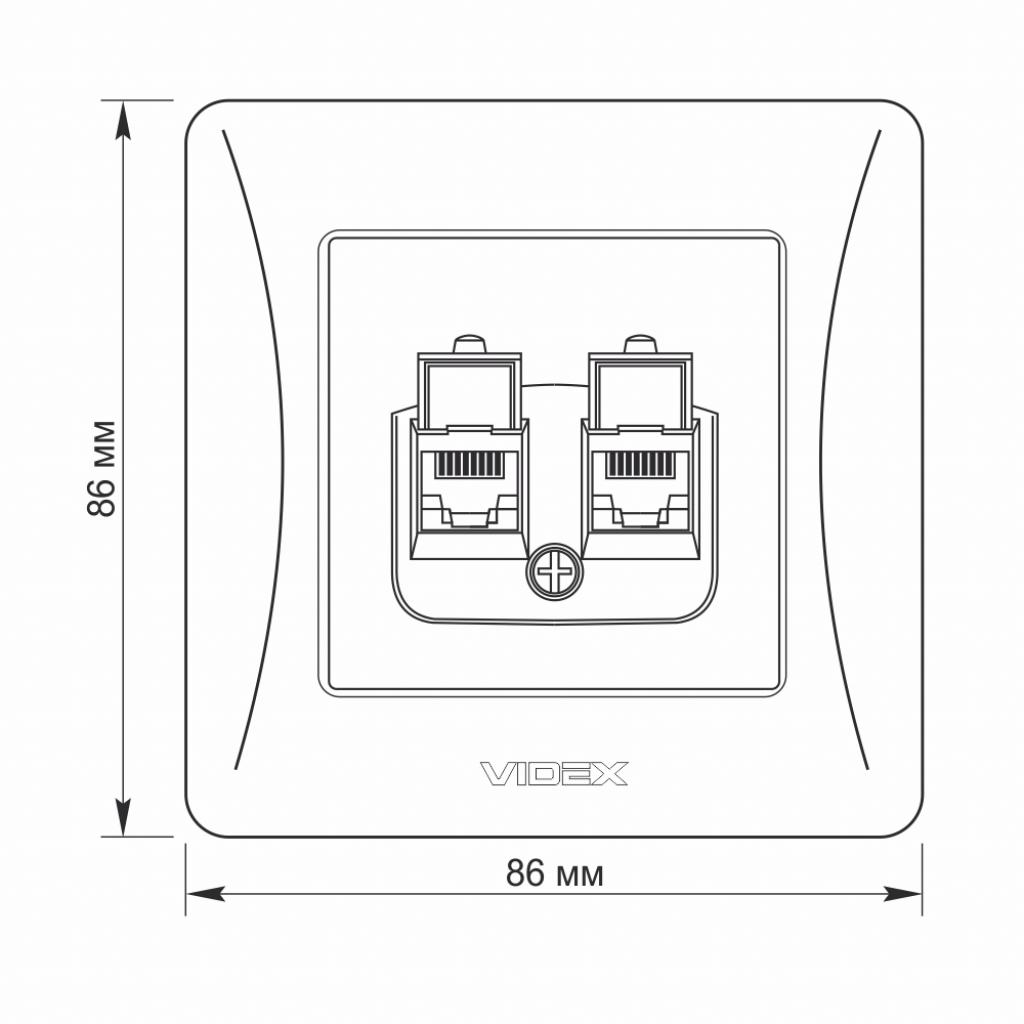 Комп'ютерна розетка Videx BINERA CAT6 + CAT3 подвійна черн (VF-BNSK2PC6TF3-BG) - изображение 6