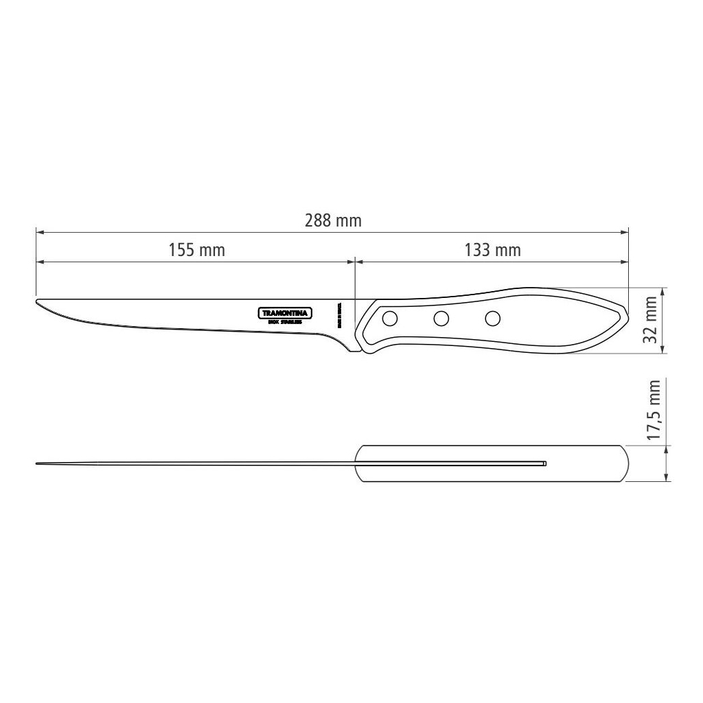Кухонний ніж Tramontina Barbecue Polywood Fillet 152 мм Червоне Дерево (21188/176) - зображення 4