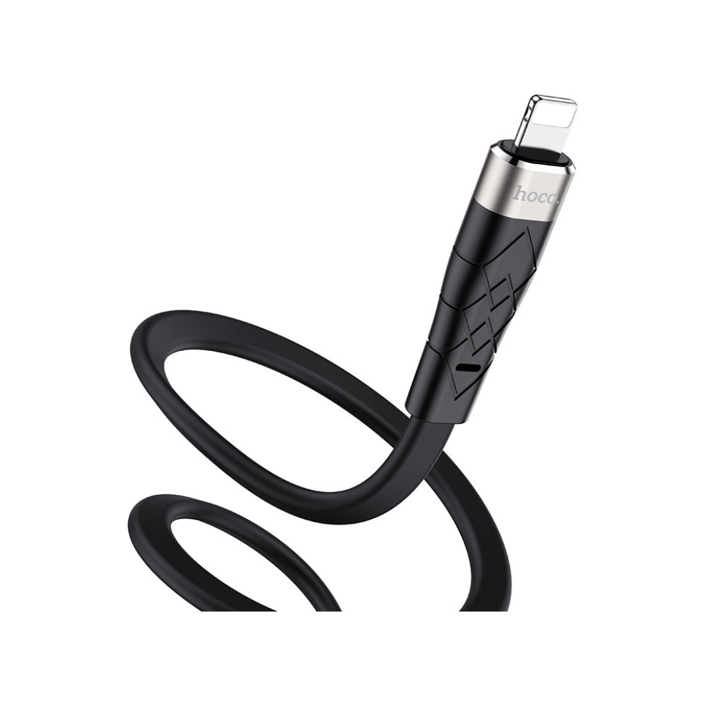 Дата кабель USB 2.0 AM to Lightning 1.0m 2.4A silicone X53 black HOCO (6931474738059) - зображення 4