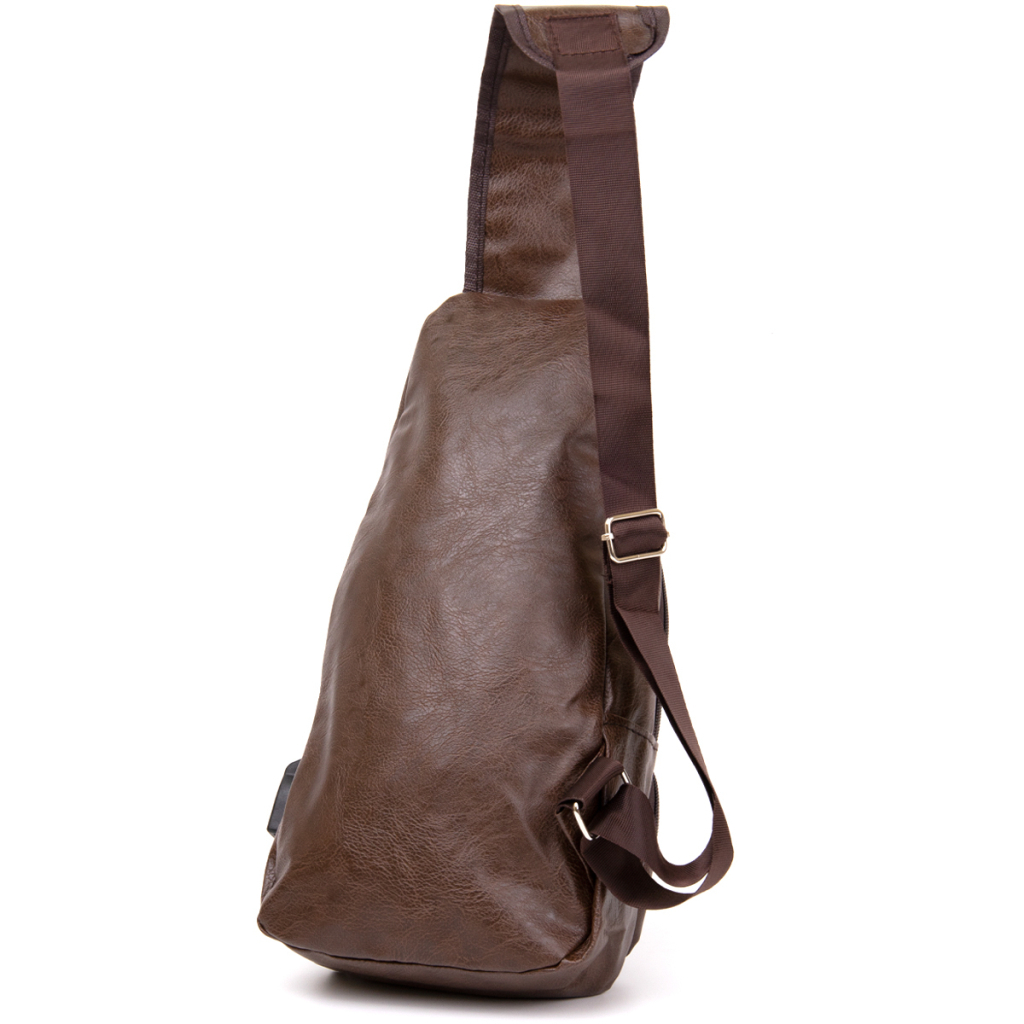 Сумка Vintage Крос боді з емблемою зі шкірозамінника Коричнева (20569) - зображення 2