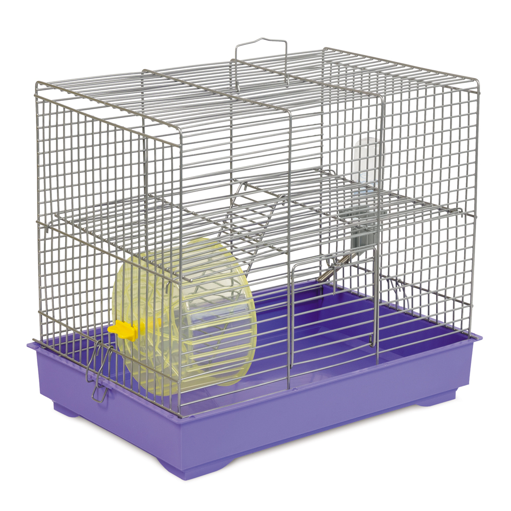 Клітка для гризунів Природа "Міккі" 37x25x30 см з колесом хром/фіолетова (4823082415120) - изображение 1