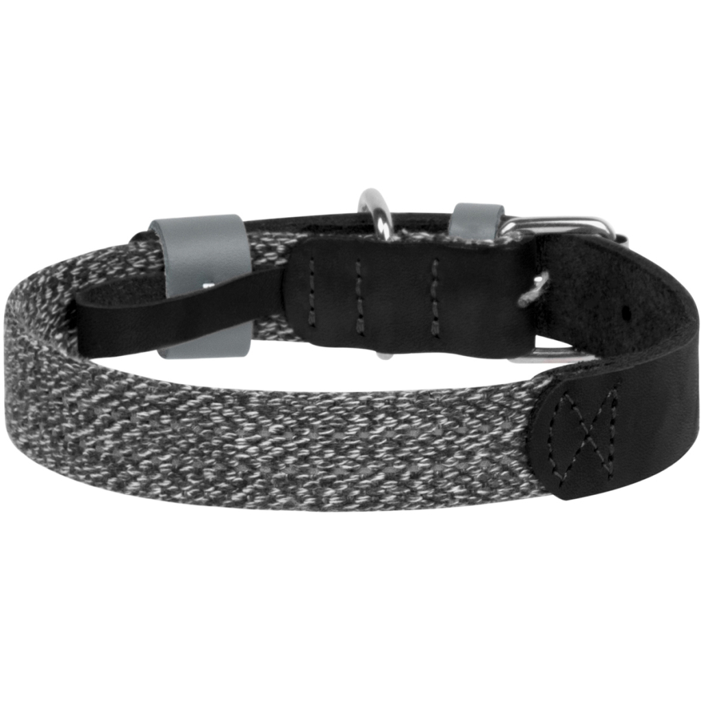 Нашийник для тварин WAUDOG Classic зі шкіри та відновленої бавовни M 20 мм х 30-39 см чорний (58921) - зображення 2