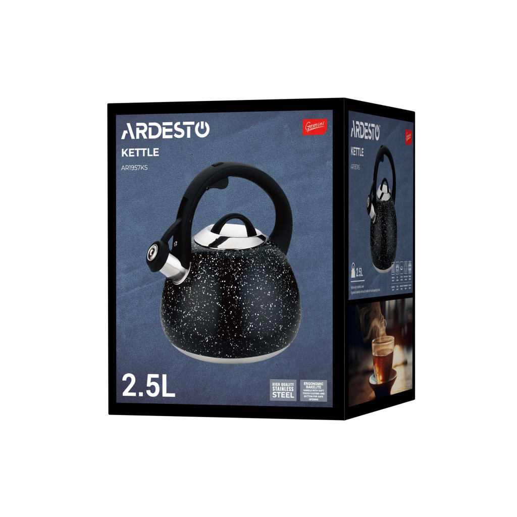 Чайник Ardesto Gemini 2.5 л Чорний Мармур (AR1957KS) - зображення 8
