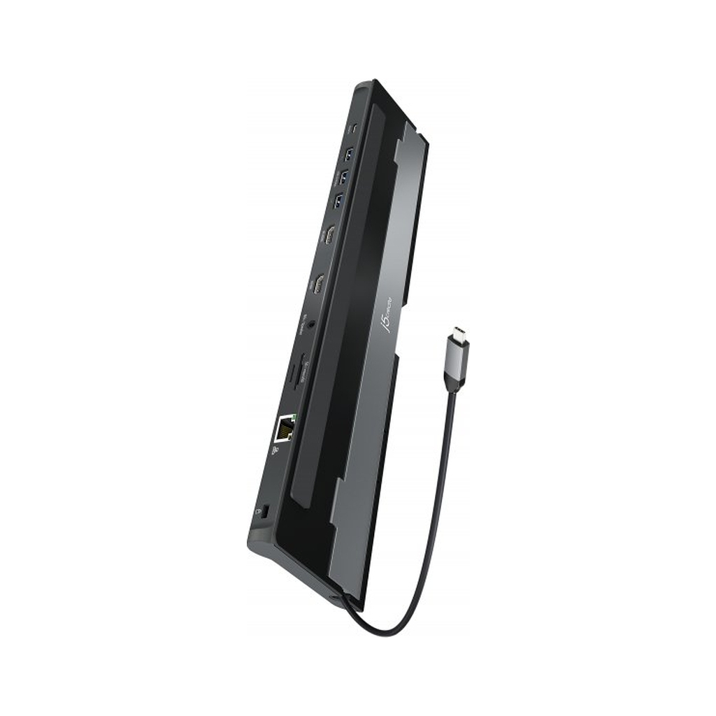 Порт-реплікатор J5create Dock-Station USB-C 10-in-1 (HDMI/PD/USB-A/USB-C/LAN/картридер/audio) (JCD542-N) - зображення 7