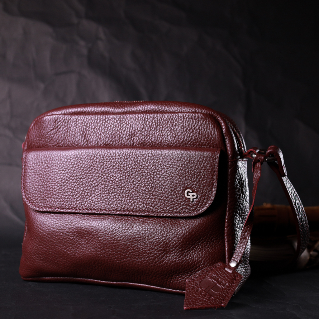 Сумка Grande Pelle Крос-боді з натуральної шкіри Бордова (11653) - зображення 9