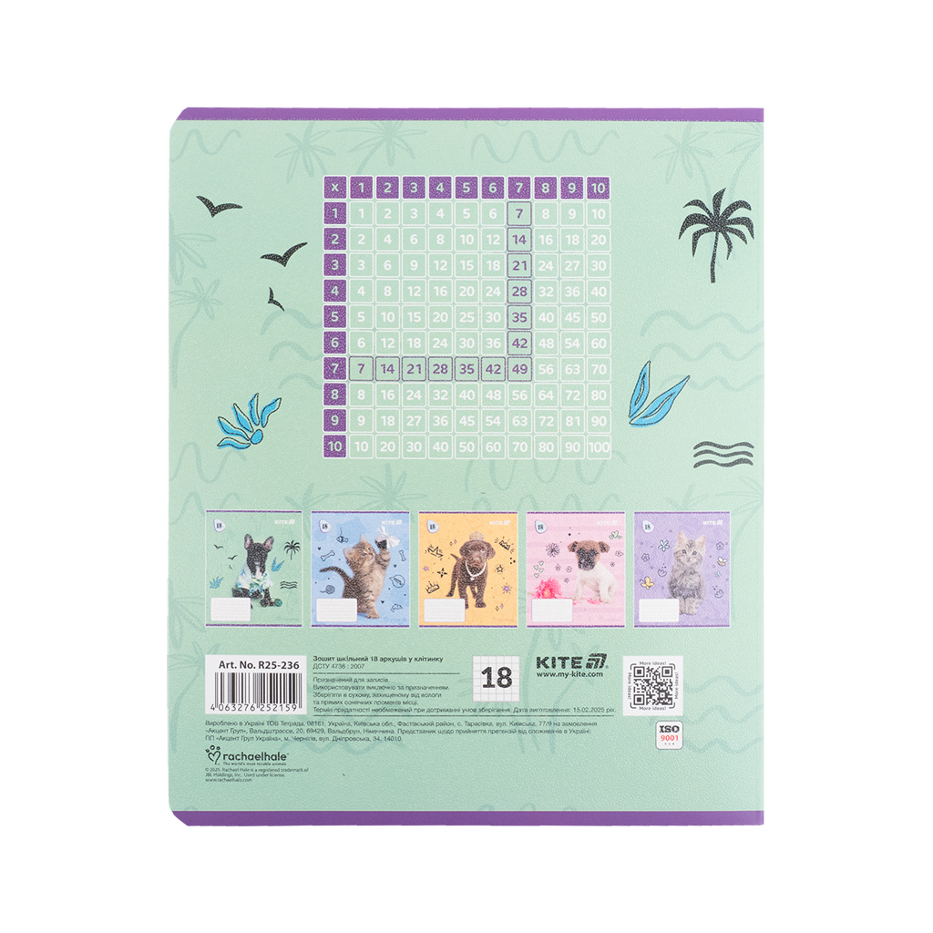 Зошит Kite Rachael Hale, 18 аркушів, клітинка (R25-236) - изображение 4