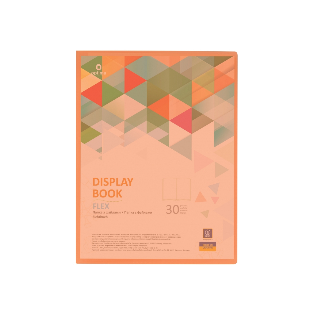 Папка з файлами Optima А4 з 30 файлами "FLEX", помаранчева (O32123-06) - зображення 1
