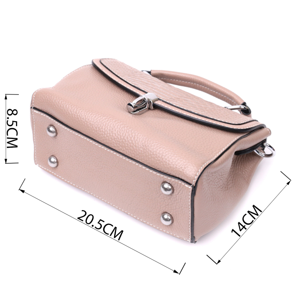 Сумка Vintage Жіноча шкіряна з металевою клямкою Бежева (22418) - зображення 4