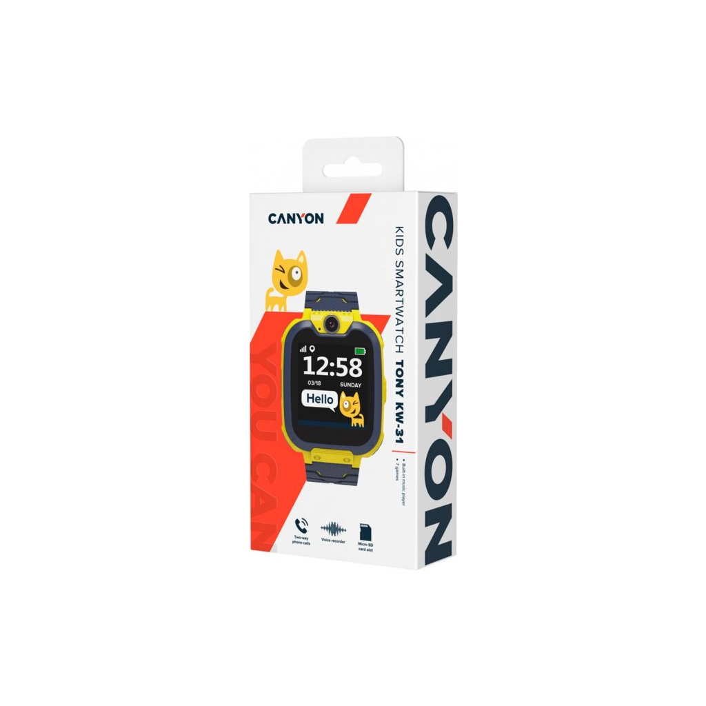 Смарт-годинник Canyon CNE-KW31YB Kids smartwatch Tony, Yellow-Grey (CNE-KW31YB) - зображення 4
