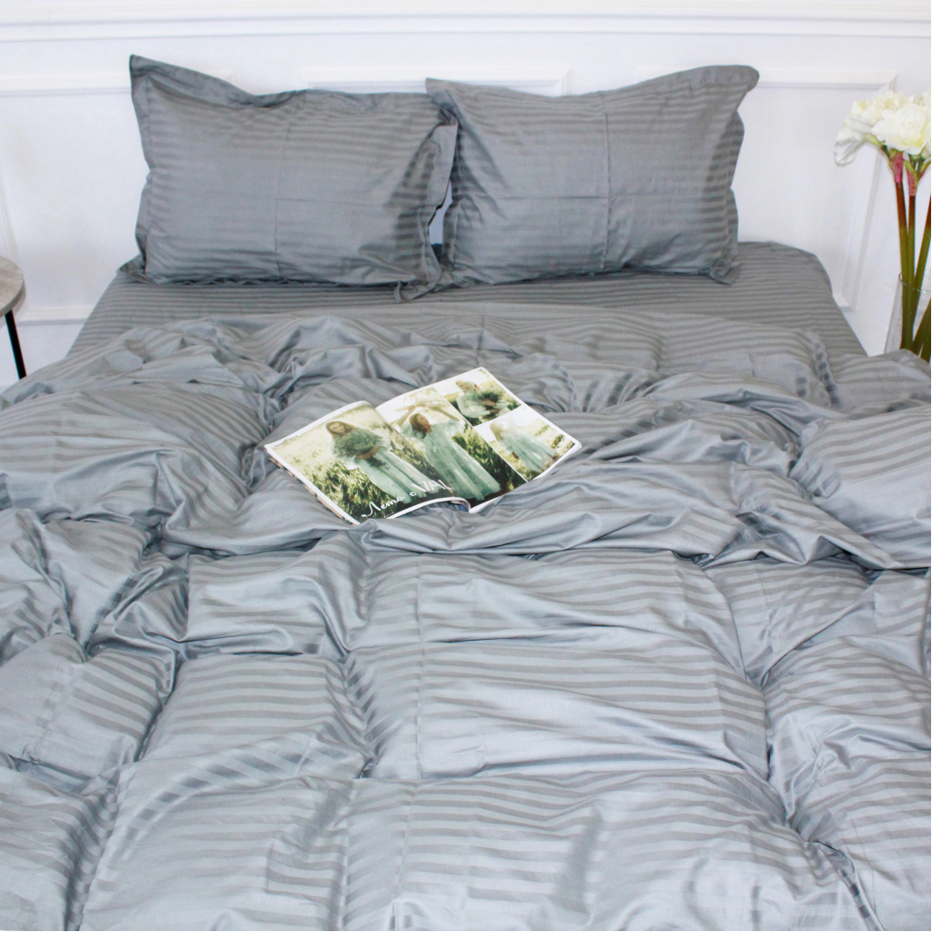 Постільна білизна MirSon Satin Stripe 30-0010 Light Gray 143х210 полуторний (2200005251119) - зображення 3