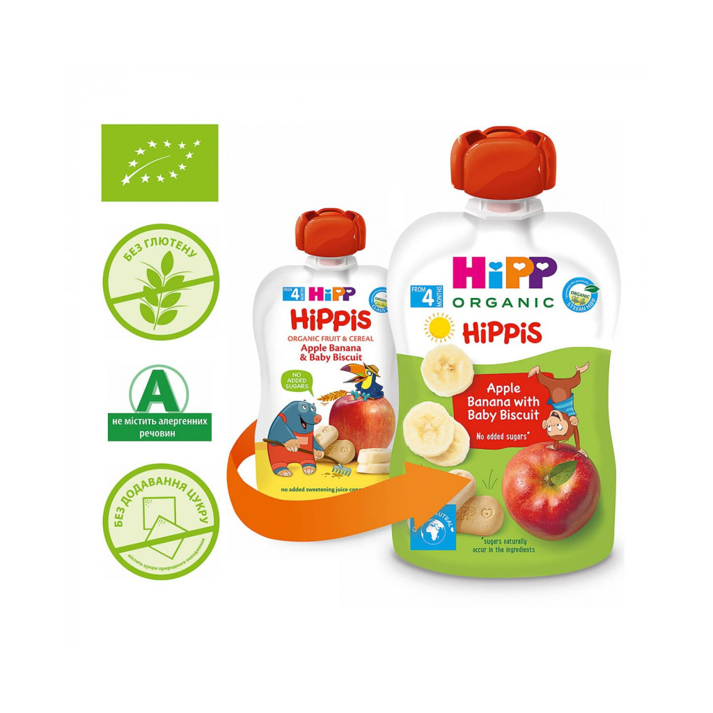 Дитяче пюре HiPP органічне Яблуко Банан з печивом 100 г (9062300133728) - зображення 1
