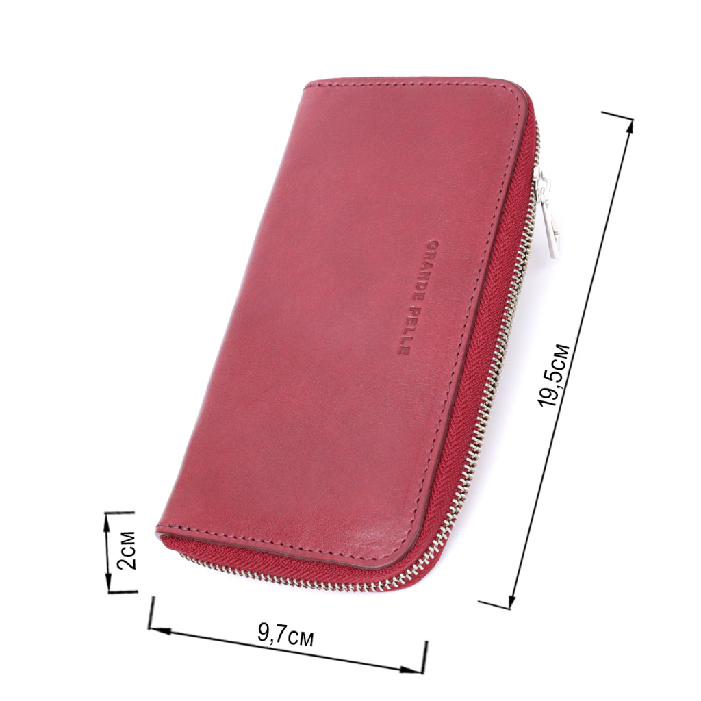 Гаманець Grande Pelle З натуральної шкіри Бордовий (16796) - зображення 3