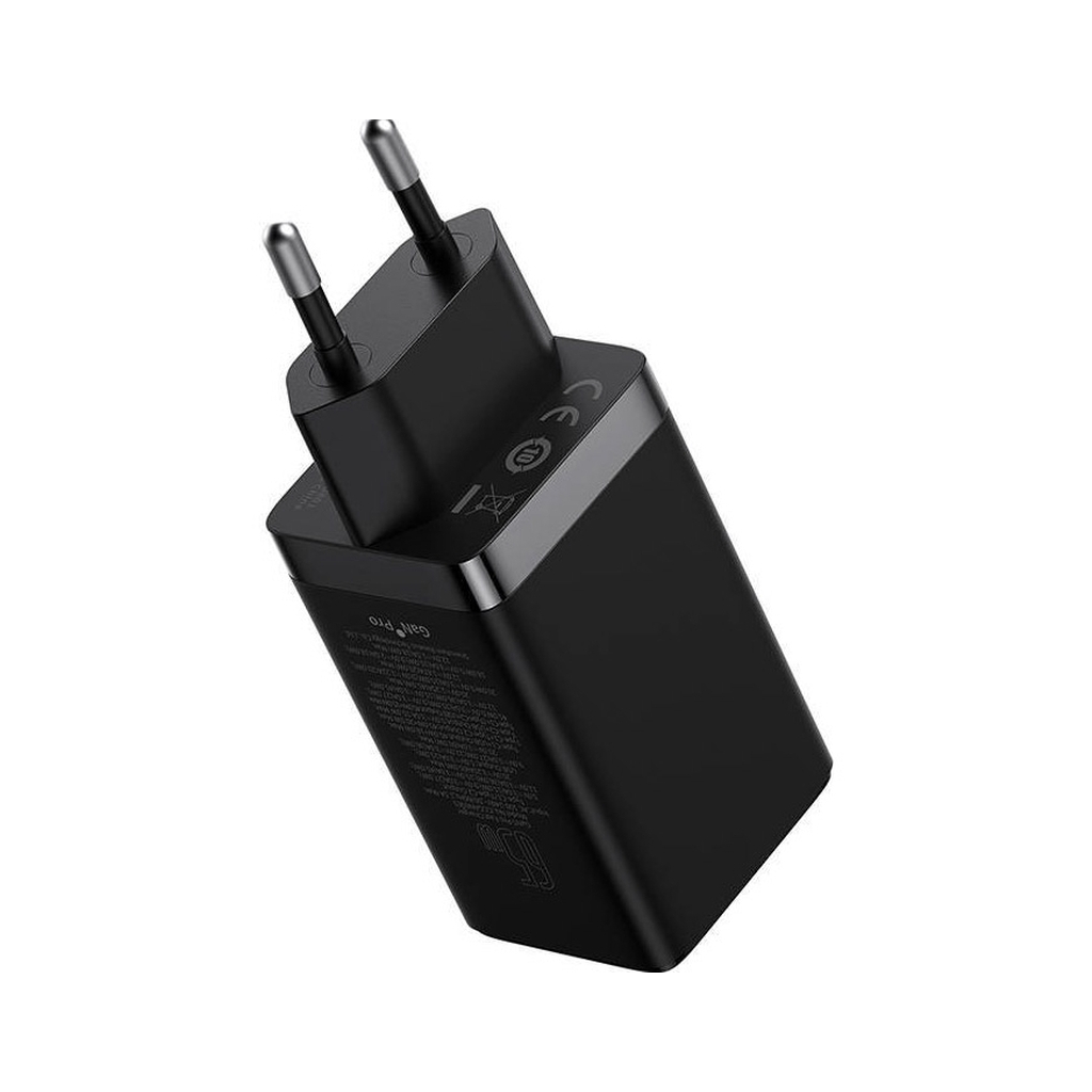 Зарядний пристрій Baseus 2xUSB-C 65W + 1xUSB GaN + cable USB-C to USB-C 100W 1.0m black (CCGP120201) - изображение 4