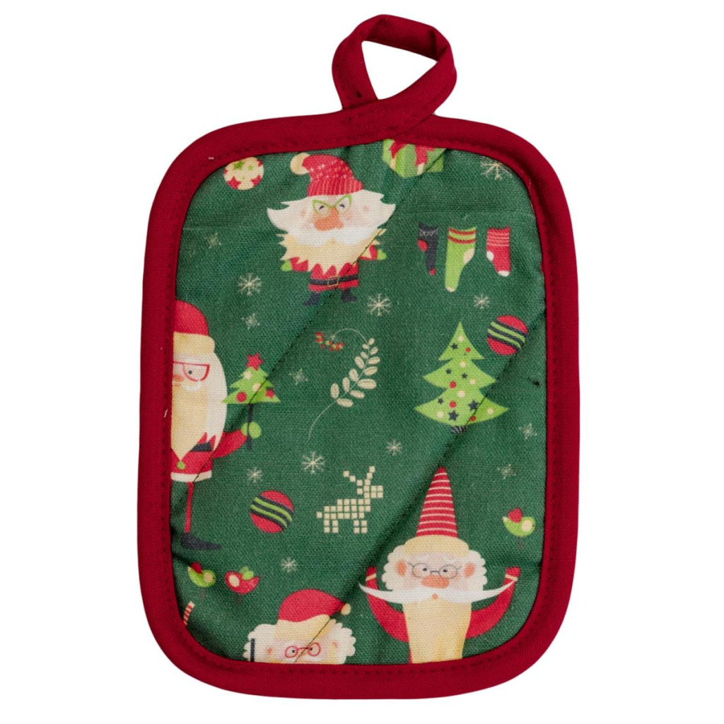 Кухонна прихватка Прованс набір рукавичка та прихватка Санта на зеленому (035795) - зображення 3