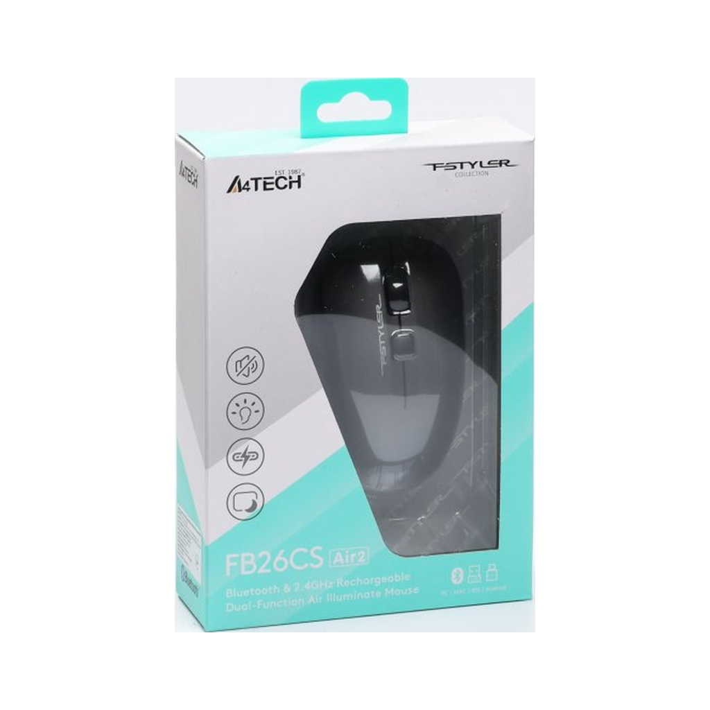 Мишка A4Tech FB26CS Air2 Wireless/Bluetooth Smoky Grey (4711421999090) - зображення 11
