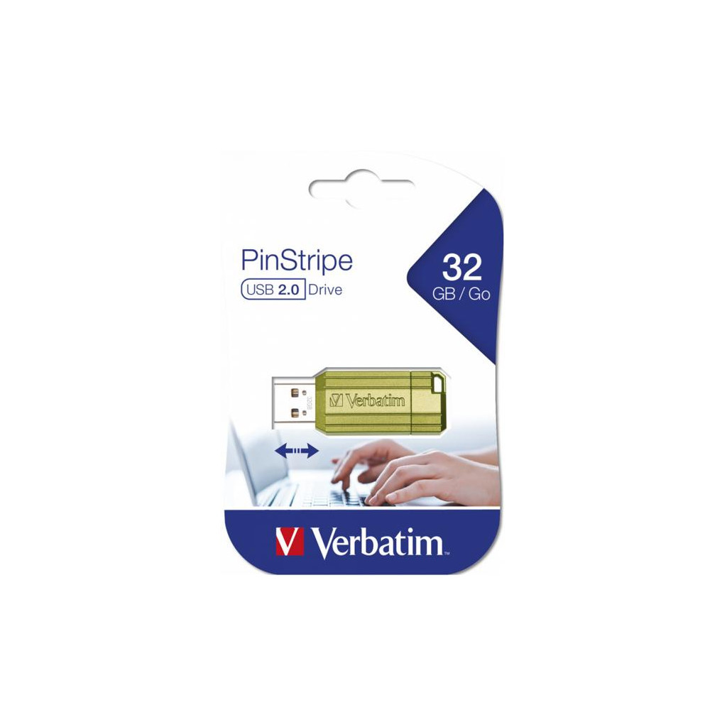 USB флеш накопичувач Verbatim 32GB PinStripe Euc Green USB 2.0 (049958) - зображення 5