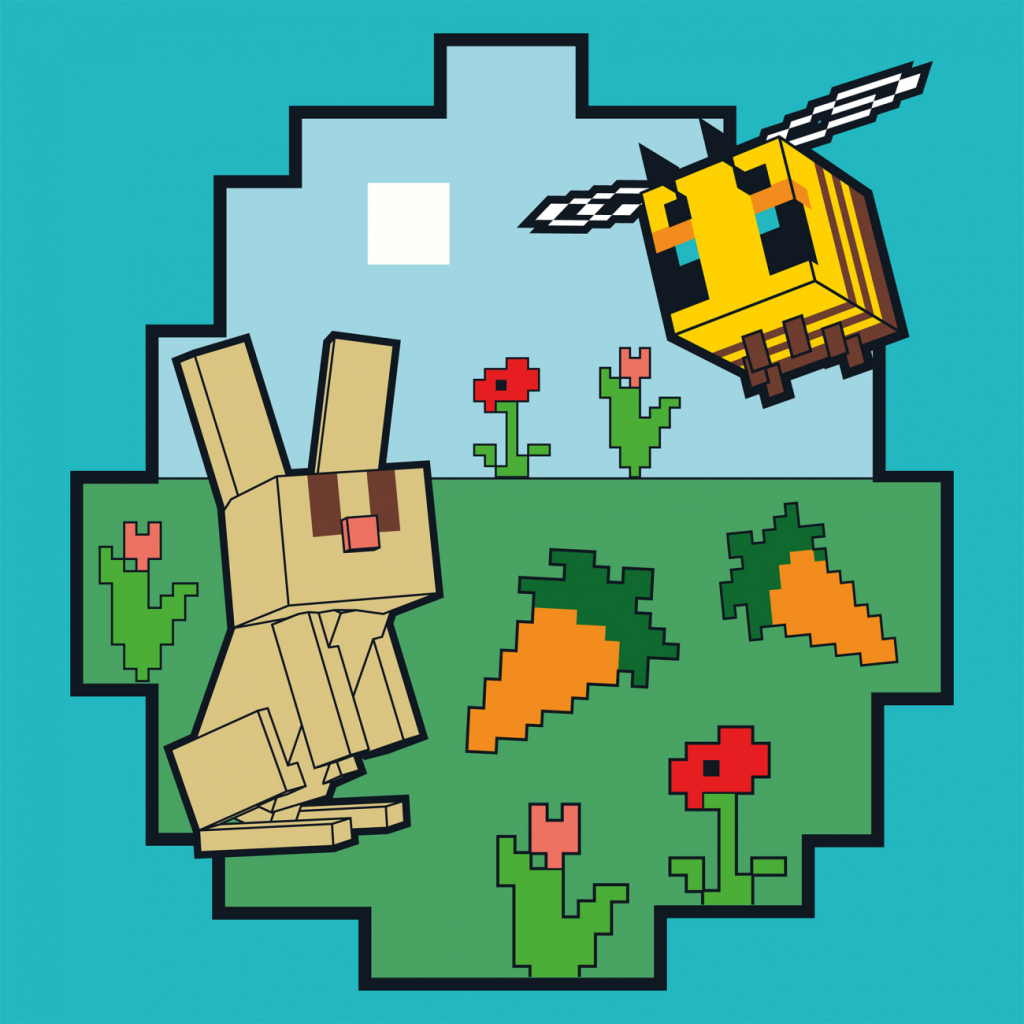 Картина по номерам Santi Майнкрафт Кролик та бджілка 25х2 (955468) - изображение 1