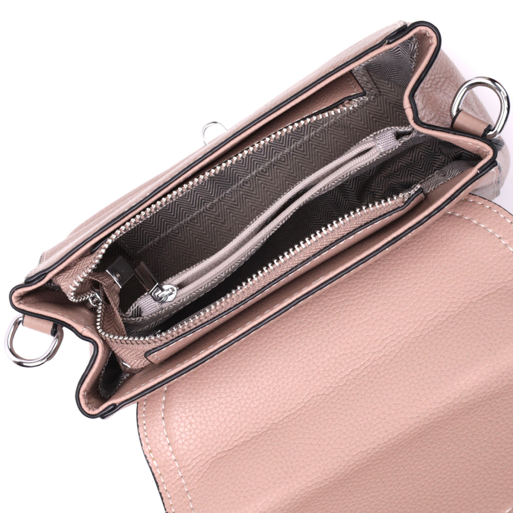 Сумка Vintage Жіноча шкіряна з металевою клямкою Бежева (22418) - зображення 7