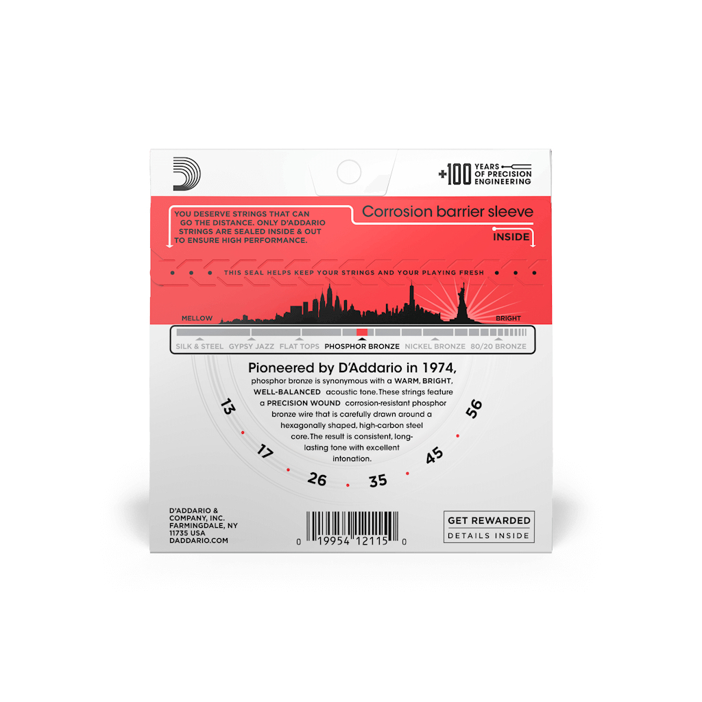 Струни для гітари D'Addario Phosphor Bronze Medium (13-56) (EJ17) - зображення 3