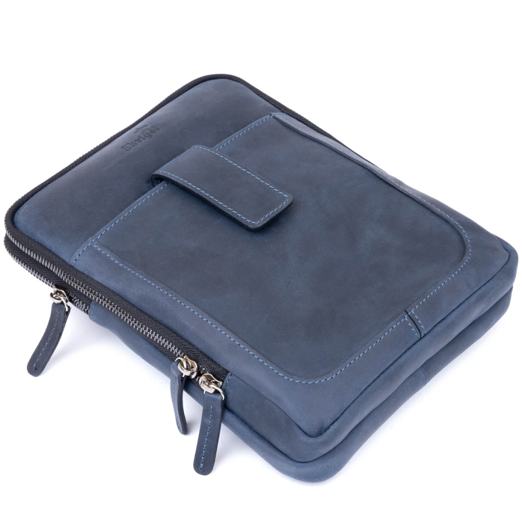 Сумка Shvigel На два відділення вінтажна шкіряна Синя (11284) - зображення 5