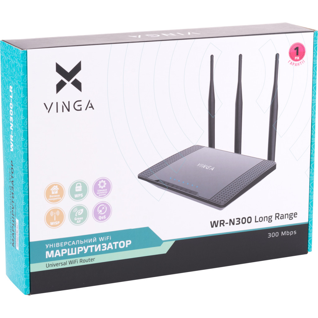 Маршрутизатор Vinga WR-N300 Long Range (WR-N300-LR) - зображення 11