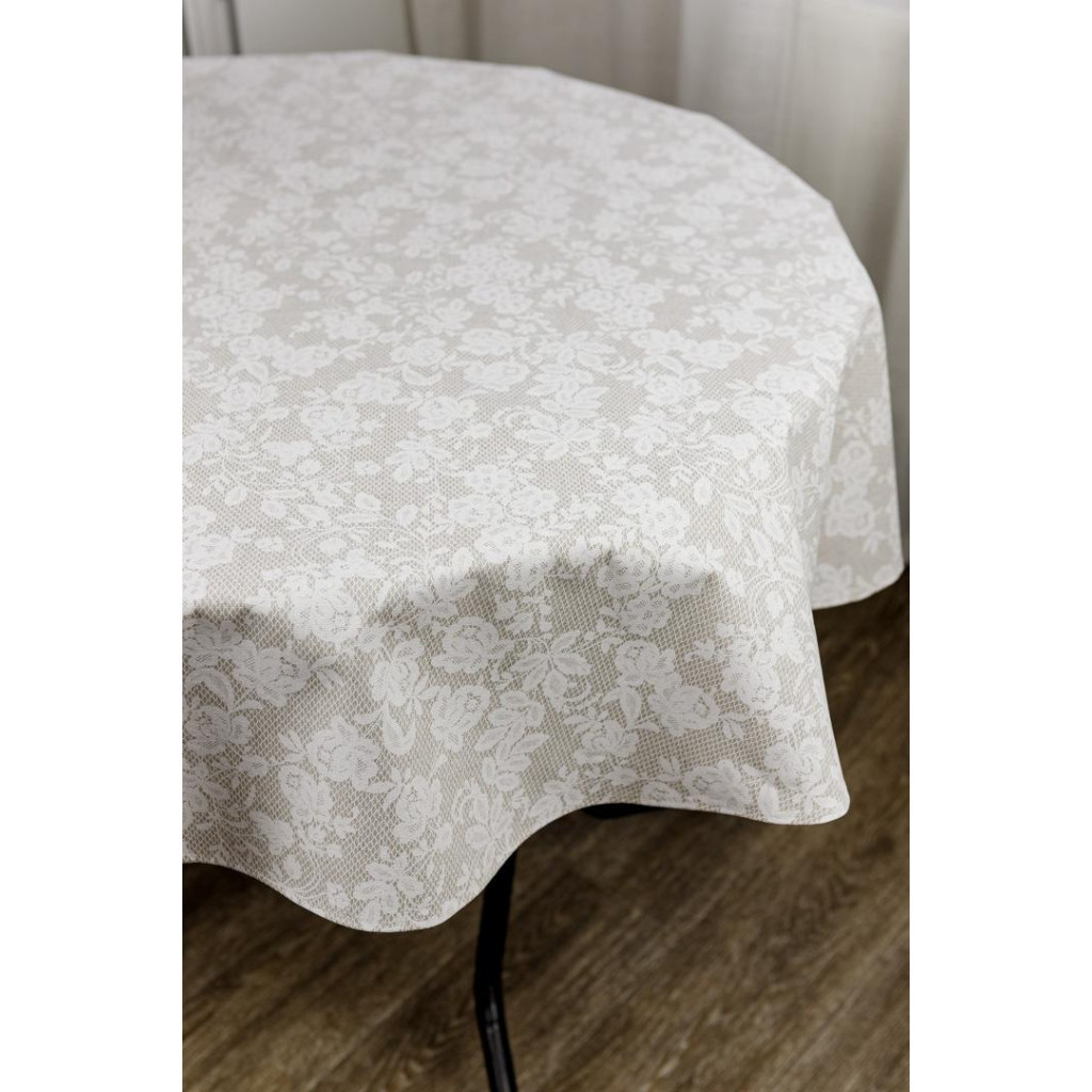 Скатертина Прованс непромокаюча Simfoni Мереживо на натюрель D-180 см (033841) - зображення 4