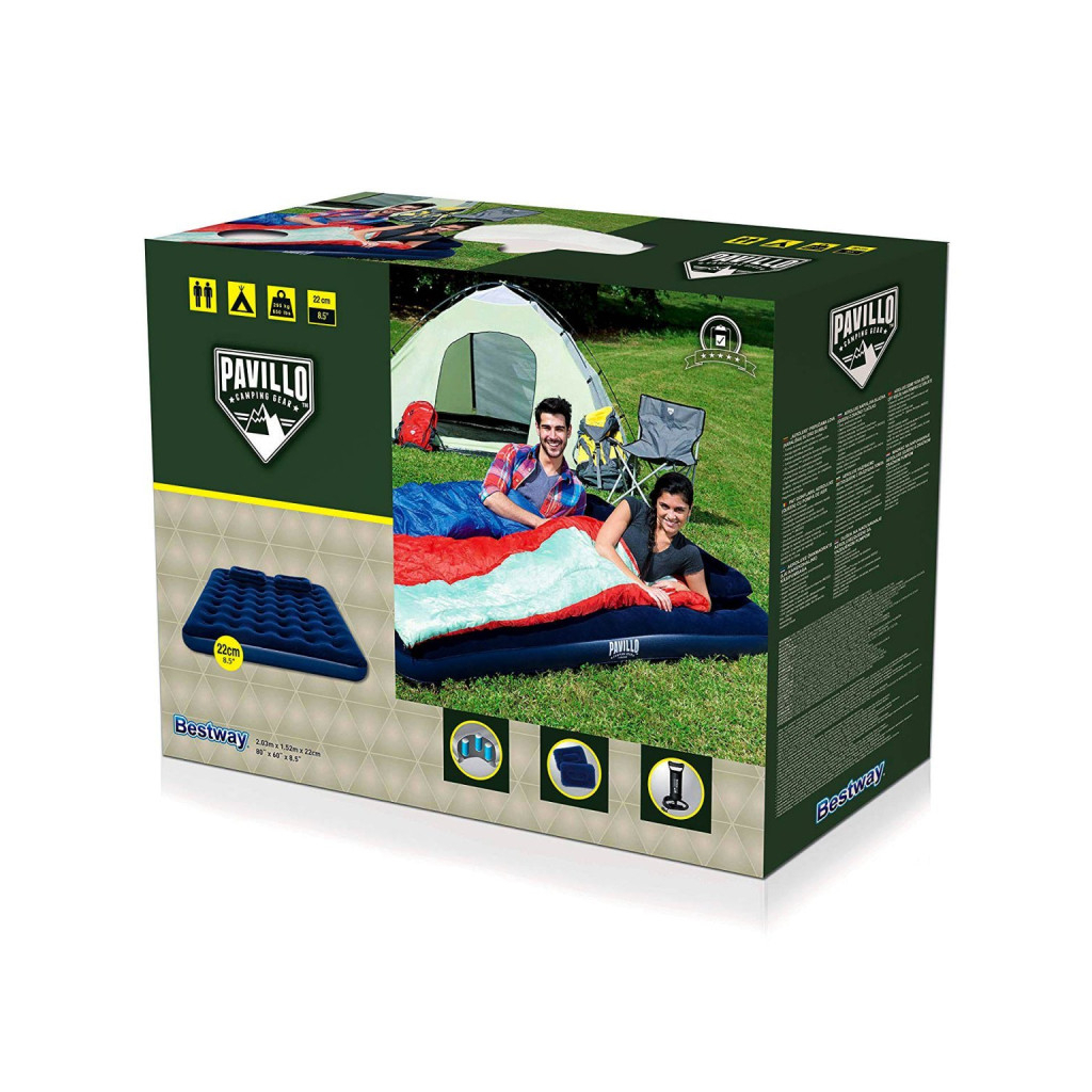 Матрац надувний BestWay Pavillo велюр Синій 152 х 203 х 22 см (67374) - зображення 8