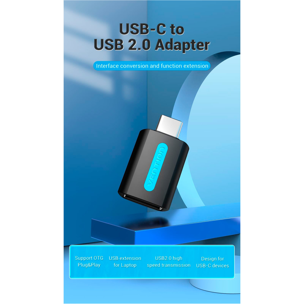 Перехідник USB 2.0 Type-C to USB AF (OTG) Vention (CDTB0) - изображение 3