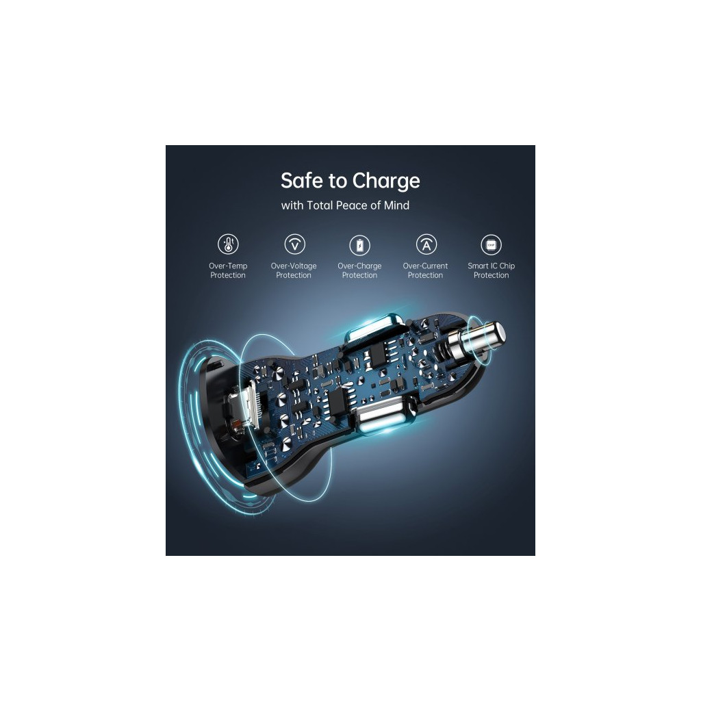 Зарядний пристрій Choetech car 2хUSB-C 40W PD black (TC0008-BK) - зображення 7