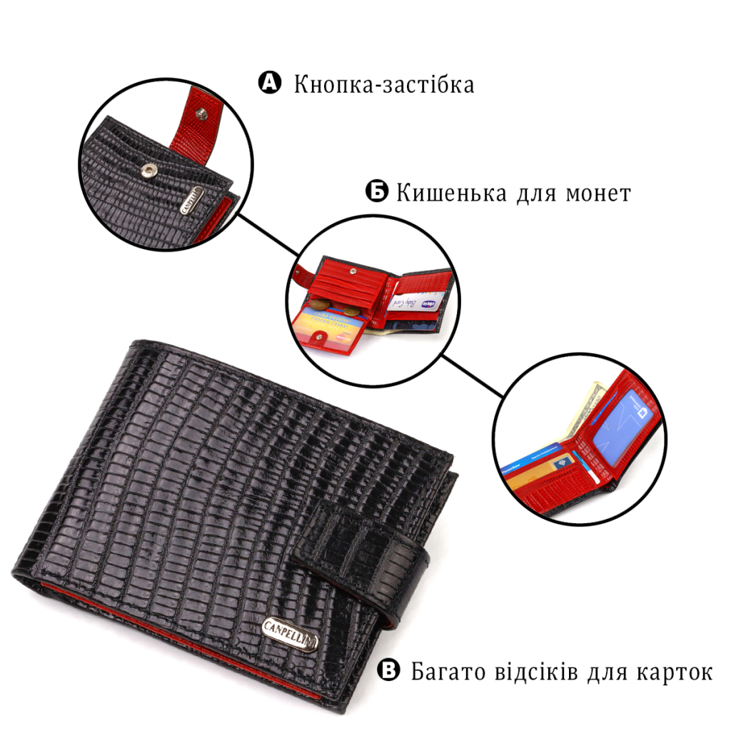 Портмоне Canpellini З натуральної шкіри Чорне (21751) - зображення 4