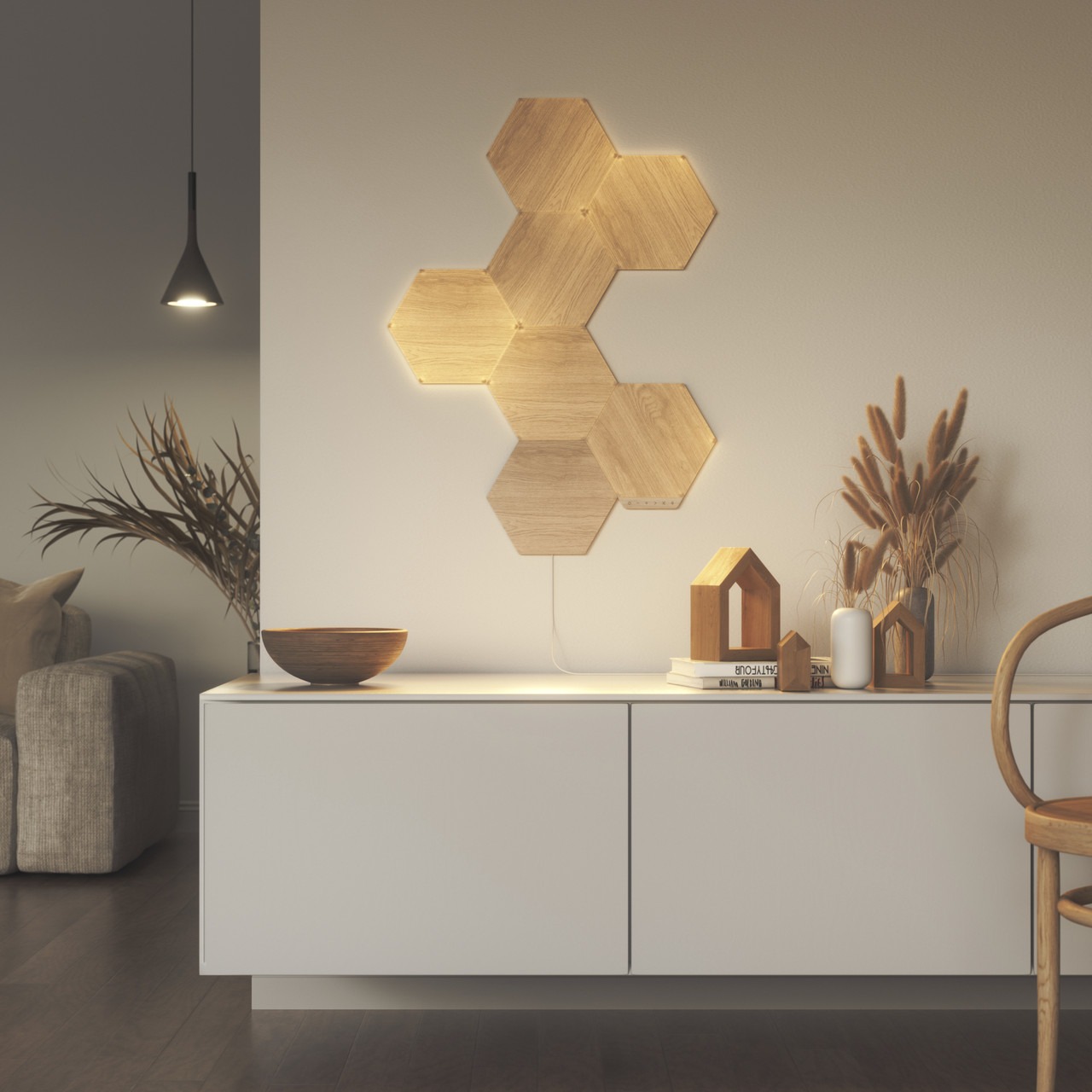 Розумна система освітлення Nanoleaf Elements - Hexagons Starter Kit Apple HomeKit, 7 шт. (NL52-K-7002HB-7PK) - зображення 7