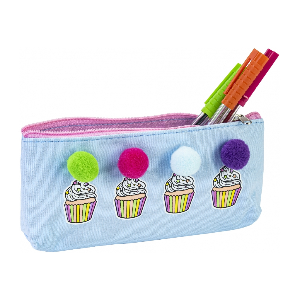 Пенал Cool For School з помпонами 1 відділення блакитний (CF87037) - зображення 2