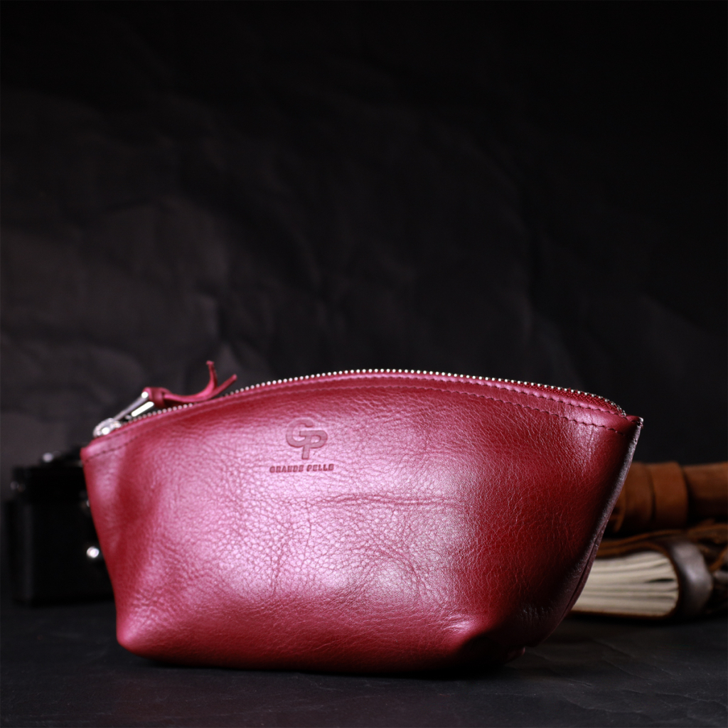 Косметичка Grande Pelle Шкіряна Бордова (16792) - зображення 7