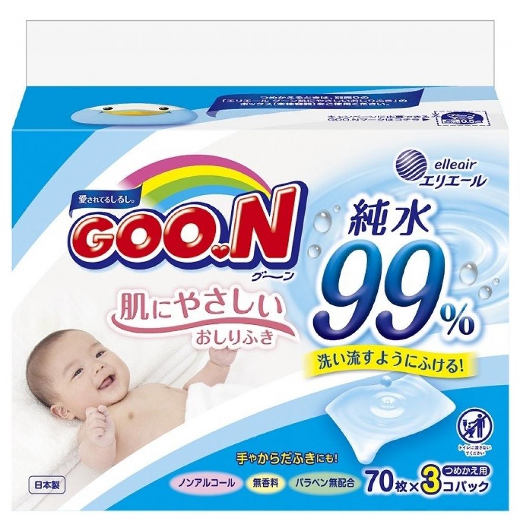 Дитячі вологі серветки GOO.N для чутливої шкіри 3 x 70 шт (733777) - изображение 1