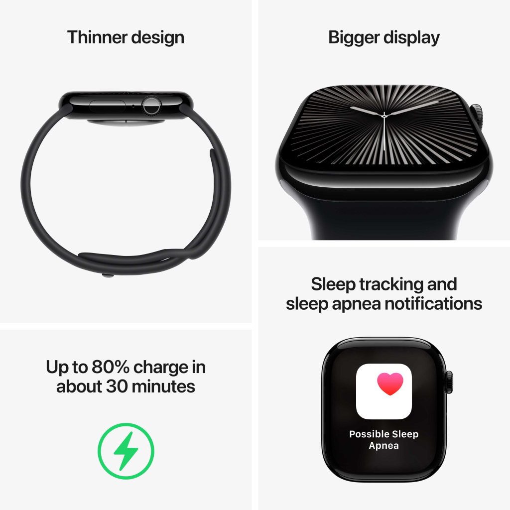 Смарт-годинник Apple Watch Series 10 GPS + Cellular 46mm Slate Titanium Case with Black Sport Band - S/M (MWYD3QH/A) - зображення 3