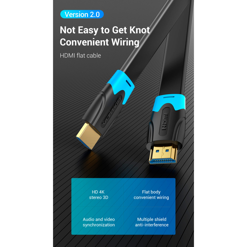 Кабель мультимедійний HDMI M to HDMI M 1.5m black Vention (AAKBG) - изображение 2