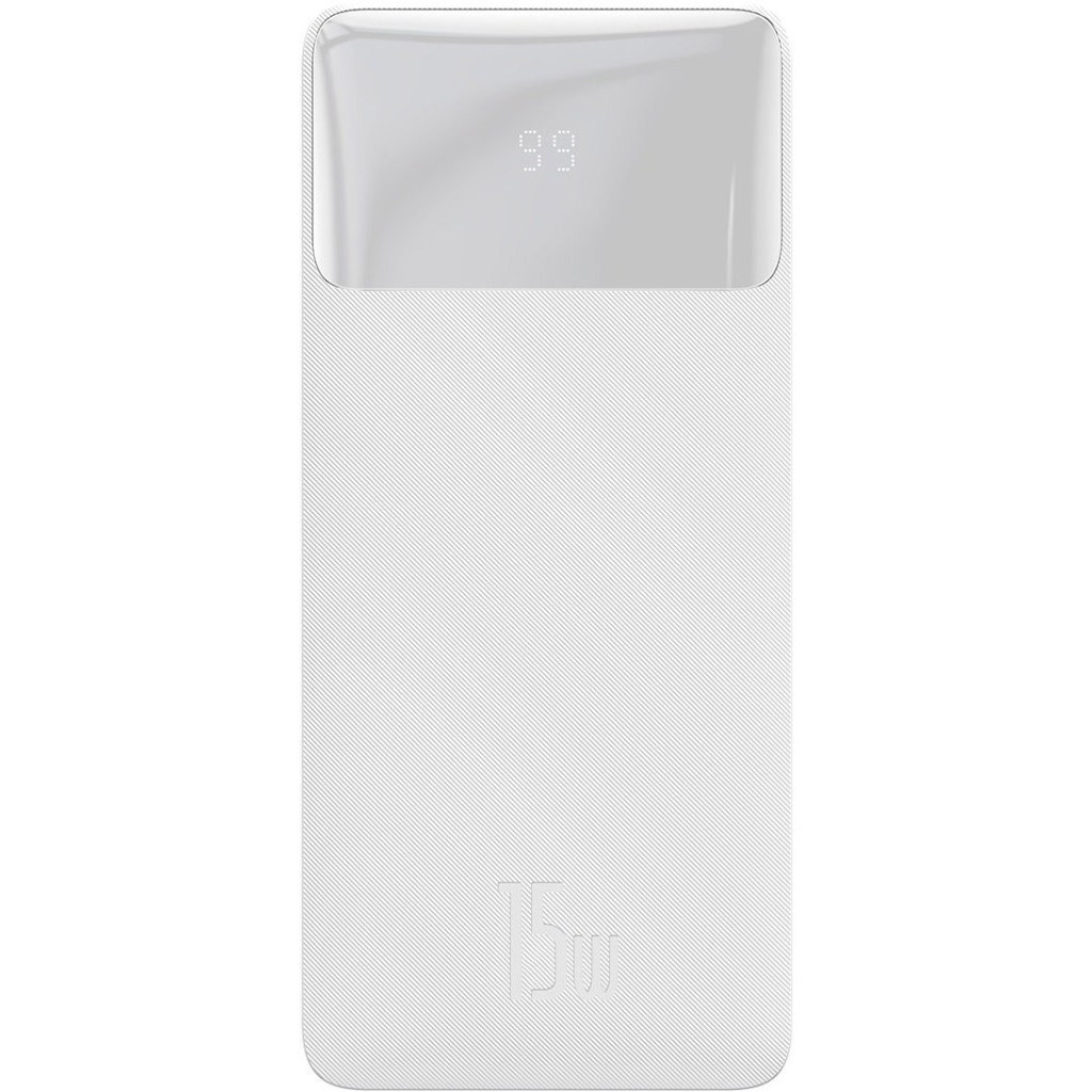 Батарея універсальна Baseus Bipow 30000mAh, 15W, USB-C/3A, 2*USB-A/3A(max.), +cable, white (PPBD050202) - изображение 1