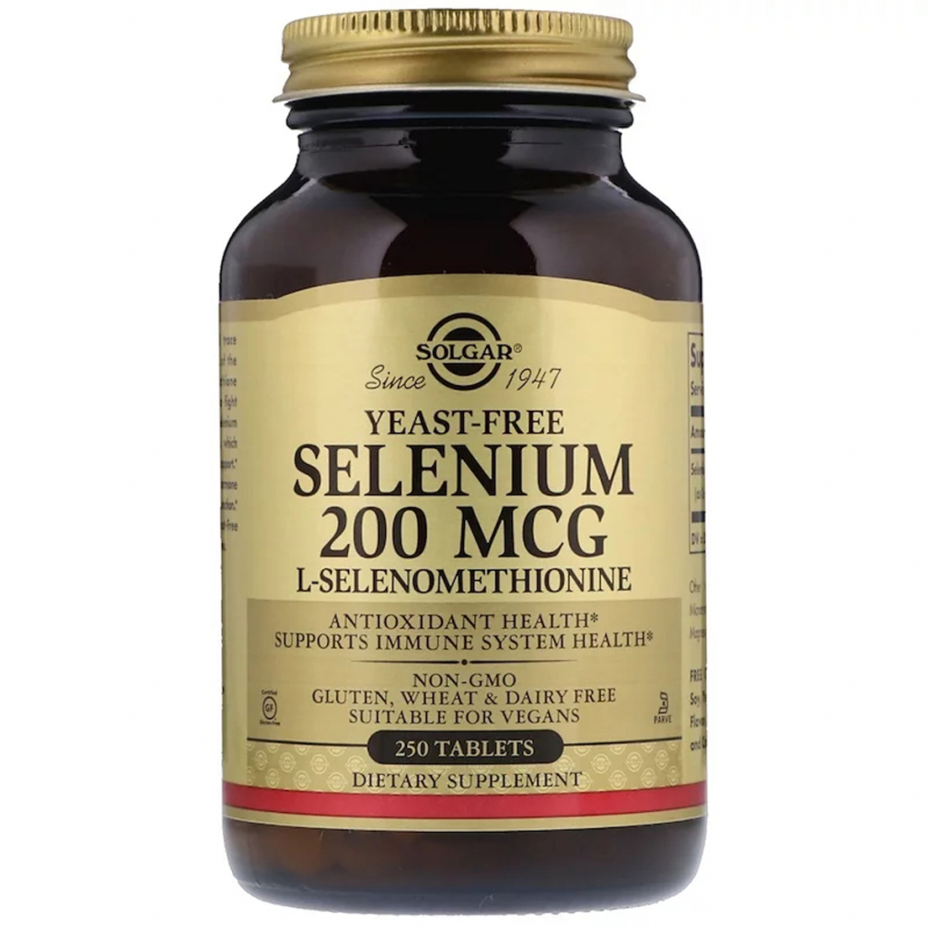 Мінерали Solgar Селен, (селенометіонін), Selenium, Yeast-Free, 200 мкг, 250 (SOL-02558) - зображення 1