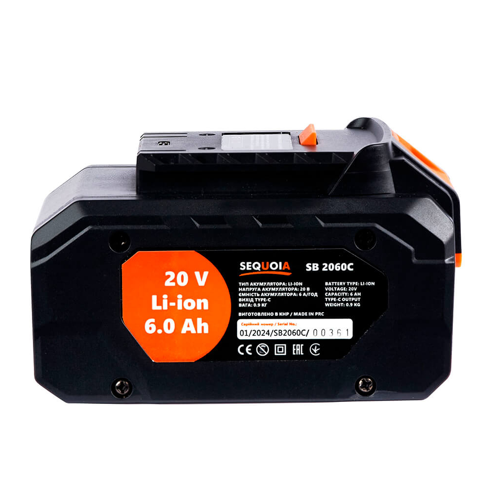 Акумулятор до електроінструменту SEQUOIA 20 В, 6Ah, вес 0.90 кг (SB2060C) - изображение 3