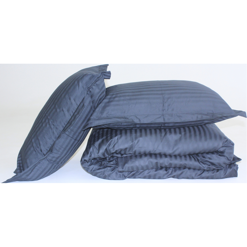 Постільна білизна MirSon SatinStripe 30-0021DarkBlue 143х210 Сімейний (2200005255797) - зображення 8