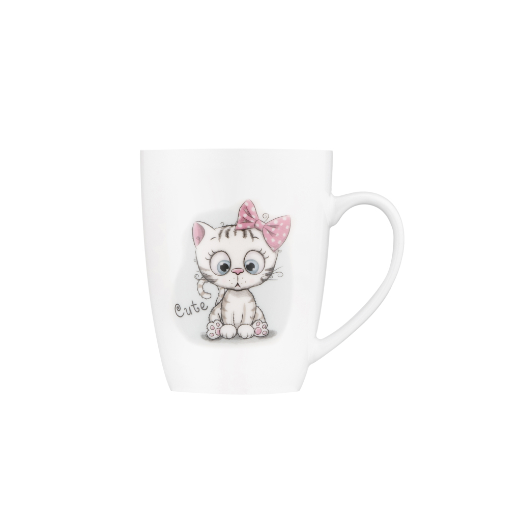 Чашка Ardesto Cute, 320мл, порцеляна, нержавіюча сталь, білий (AR3040BS) - зображення 3