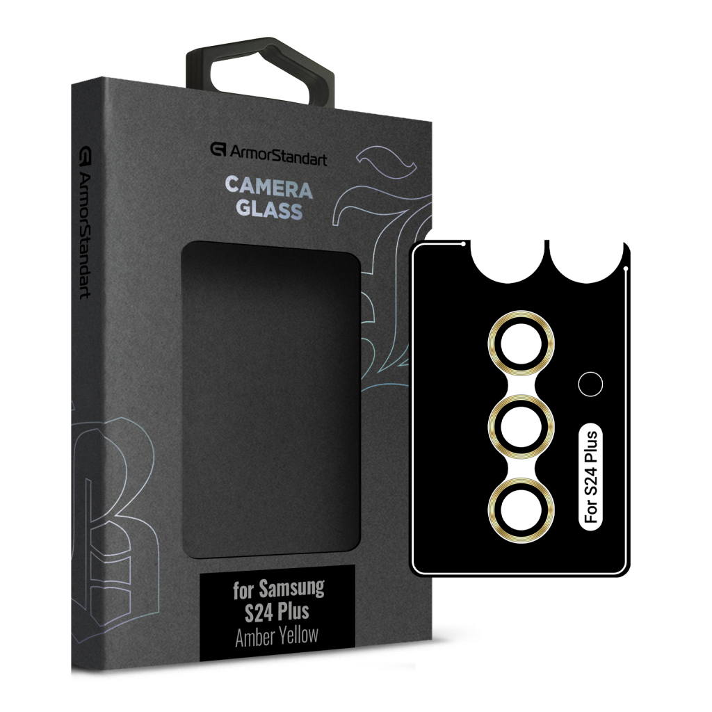 Скло захисне Armorstandart Camera glass Supreme Black Icon Samsung S24 Plus Amber Yellow (ARM76613) - зображення 1