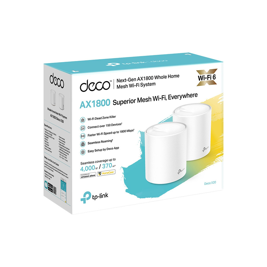 Точка доступу Wi-Fi TP-Link DECO X20 2PK AX1800 1xGE LAN 1xGE WAN MU-MIMO OFDMA MESH (DECO-X20-2-PACK) - зображення 6